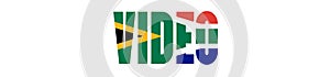 Illustration of Unofficial Video logo with South African flag overlaid on text