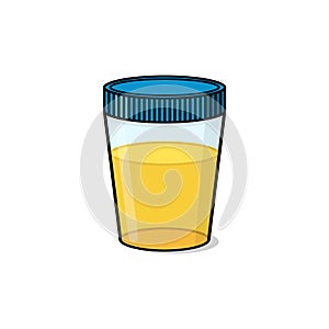 Urine test container illustration on white background photo