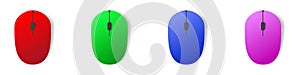 Computer mouse icons vector. Left and right click vector. Icons set of pressing different mouse buttons for PC. Mouse
