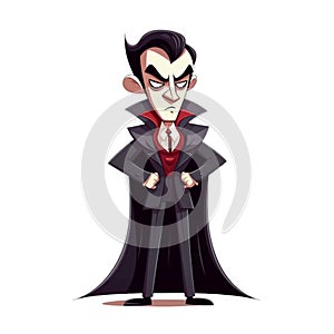 illustration of a vampire in a black cloak. Cartoon style. AI Generated