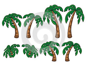 Illustration of various date palms in different heights