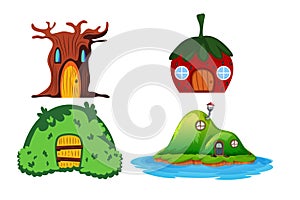 Illustration of various models of fantasy houses