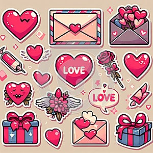 Illustration of various valentine items gifts hearts