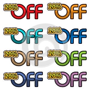 Illustration Vector of 20% off. discount banners design template, app icons, vector illustration
