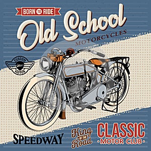 Illustration Vector American Vintage Motorcycle. The Old School Bike