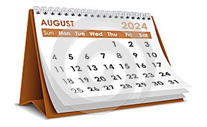 Illustration vector of August 2024 Calendar