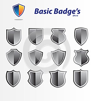 Illustration vector basic shield badge collection
