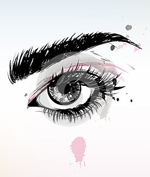 Illustration vector of beautiful eye makeup and brow