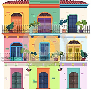Illustration in vector of beauty Caribbean balconies