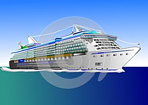 Illustration vector of big cruise ship on the sea