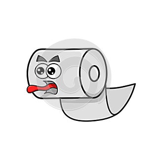 Illustration vector cartoon cute toilet paper icon