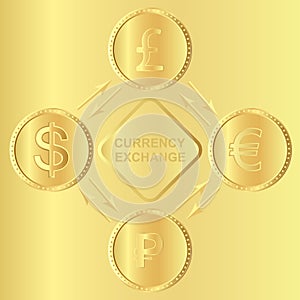 Illustration vector. coins for currency exchange rates