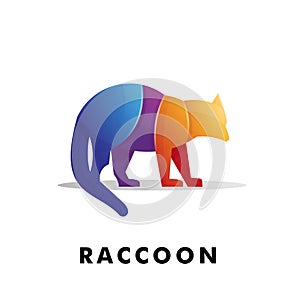 Illustration Vector colorful raccoon logo Design Template.