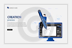Illustration vector of creation process landing page