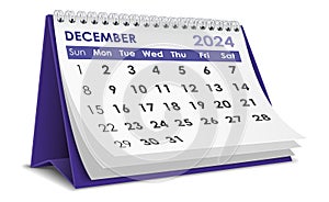 Illustration vector of December 2024 Calendar