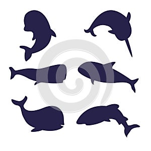 Illustration vector of different kinds of Fish Silhouette
