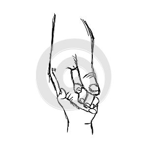 Illustration vector doodle hand drawn sketch of parent holds the