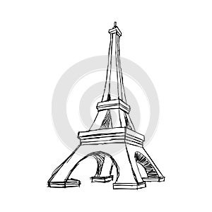 Illustration vector doodle hand drawn of sketch Paris eiffel tow