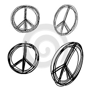 Illustration vector doodle hand drawn of sketch set peace sign s