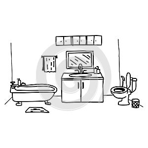 Illustration vector doodles hand drawn toilet with object relate