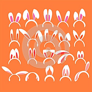 Easter bunny ears mask. Rabbit hat set. Bunny ear headband. Illustration vector