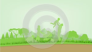 Illustration vector of ecology green world environment and happiness family