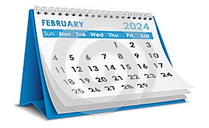 Illustration vector of February 2024 Calendar