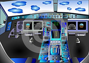 Illustration vector of flight deck or cockpit