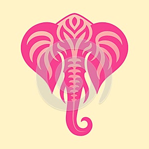 Illustration vector graphic of aesthetically pink patterned elephant head