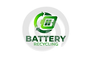 Illustration vector graphic of battery recycling, eco green recycling logo design template