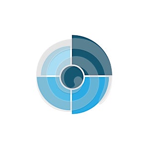 Illustration vector graphic of blue quarter circle diagra