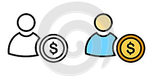 Business, finance, invester Icon. Color and black