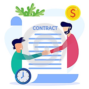 Illustration vector graphic cartoon character of business contract