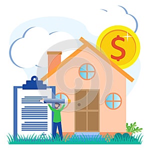 Illustration vector graphic cartoon character of buy and choose housing