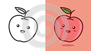 Illustration vector graphic cartoon character of cute apple in kawaii doodle style.