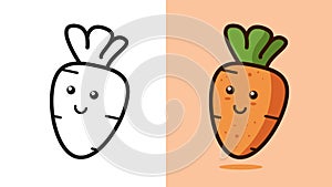 Illustration vector graphic cartoon character of cute carrot in kawaii doodle style.