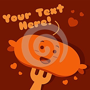 Illustration vector graphic cartoon character of cute sausage and fork in kawaii doodle style.