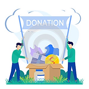 Illustration vector graphic cartoon character of donation