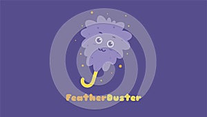 Illustration vector graphic cartoon character of feather duster in kawaii doodle.