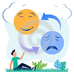 Illustration vector graphic cartoon character of feeling sad to happy