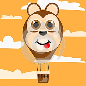 Illustration vector graphic cartoon character of monkey patterned air balloon