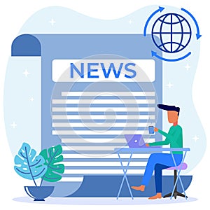 Illustration vector graphic cartoon character of online news