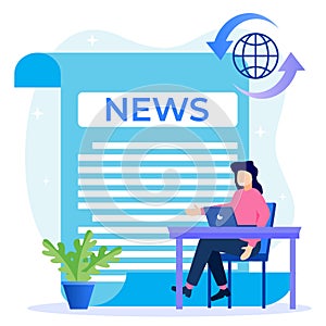 Illustration vector graphic cartoon character of online news