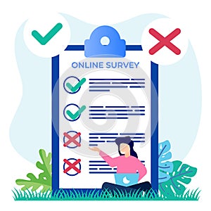 Illustration vector graphic cartoon character of online survey