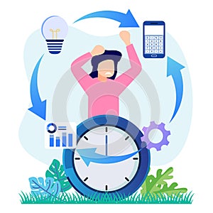 Illustration vector graphic cartoon character of work fatigue leads to stress