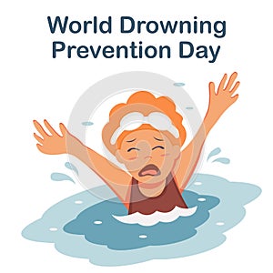 Illustration vector graphic of a child asks for help drowning in water