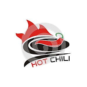 Illustration vector graphic of chili on plate with flame