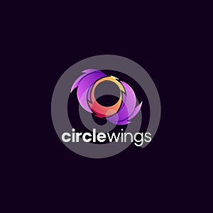 Illustration vector graphic of Circle wings logo. Colorfull style. Aplication icon.