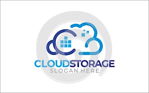 Illustration vector graphic of cloud storage network logo design template
