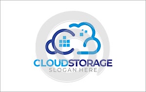 Illustration vector graphic of cloud storage network logo design template